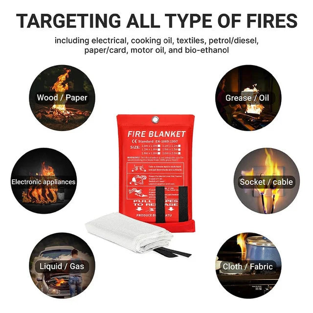 Fire Blankets Fiberglass Retardant Fire Suppression Emergency Survival Kit for People Home Car Kitchen Safety. 4 Size Square. 1m=40 inch